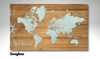 Pushpin Map on Wood - World with Country Labels