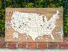 Pushpin Map on Wood - National Parks