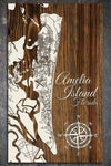 Amelia Island, FL - Street Map on Wood