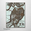 Boston, MA - Historic Map on Wood 1842