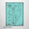 Chesapeake & Delaware Bays 1840 - Historic Map on Wood