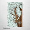 Chesapeake Bay - Street Map on Wood