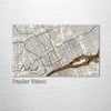 Detroit, MI - Street Map on Wood