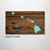 Hawaiian Islands - Street Map on Wood