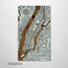 Manhattan, NY - Street Map on Wood