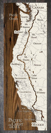 Pacific Crest Trail - Map on Wood